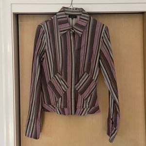 Etro Milano Womens Striped Button Down Sz 46 IT